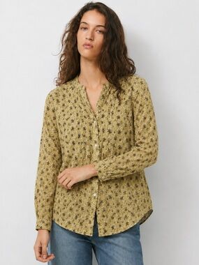 Treasure & Bond Nordstrom Floral Long Sleeve Blouse NWT Size S Mustard Print